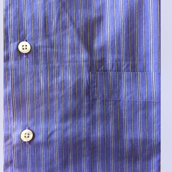 Jack Lipson Men Dress Shirt Fine 2 Ply Yarns Violet Stripe L/S 16 L Cotton - Picture 5 of 6